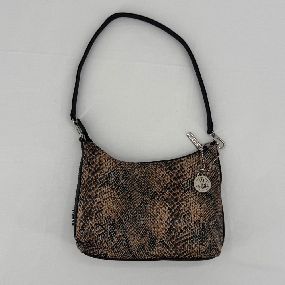Vintage 90s/Y2K MUDD Snakeskin Print Mini Shoulder Bag Brown/Black Womans Purse
